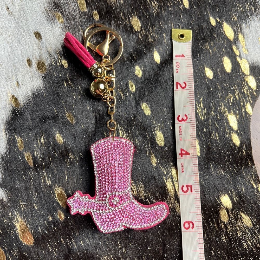Blinged Pink Cowgirl Boot Keychain.